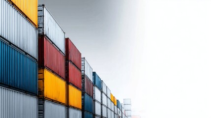 Fototapeta premium A row of shipping containers are stacked in a row
