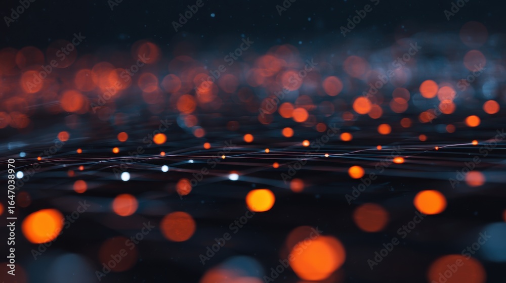Wall mural abstract close-up of glowing orbs on a dark surface, creating a mesmerizing light pattern in the bac