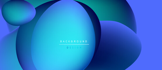 Abstract blue shapes overlap, creating dynamic gradient background. Modern design elements suggest fluidity, depth. Minimalist aesthetic.