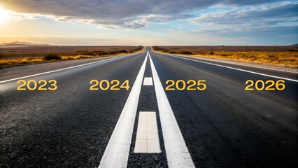 Fototapeta premium Open road ahead towards future years
