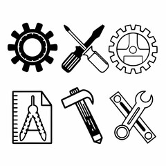 Obraz premium Illustration of various mechanical and construction tools isolated on white background