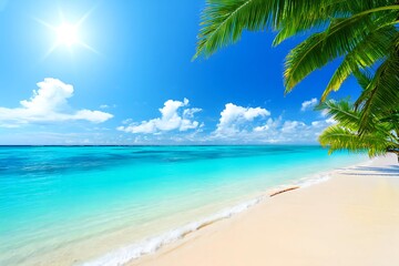 Fototapeta premium tropical beach with palm trees