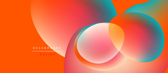 Abstract colorful overlapping circles create dynamic background. Warm tones dominate with cool accents. Modern design elements present.