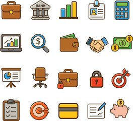 20 Business and Finance Icons &ndash; Modern Flat Vector Set