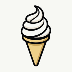 Vanilla Ice Cream Cone Design with Smooth Texture on White Background