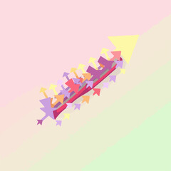 t of a large arrow made of smaller arrows in different color