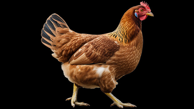 Beautiful Brown Hen Walking Gracefully with Elegant Feather Details - Powered by Adobe