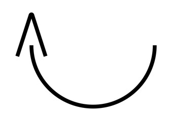 黒のカーブする矢印アイコン