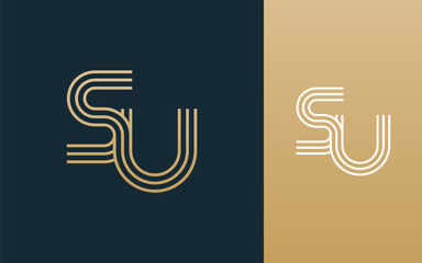 Modern elegant su letter logo design vector illustration