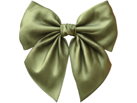 Elegant olive green satin bow isolated on black background, Isolated On White Background, Png Transparent