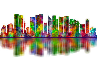 Fototapeta premium Tel Aviv Israel Skyline. Cityscape Skyscraper Buildings Landscape City Downtown Abstract Art