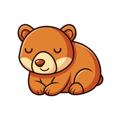 Cute Cartoon Bear Illustration of a Sleeping Animal