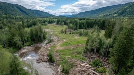 Fototapeta premium Exploring the Intersection of Climate Tech and Sustainable Innovation in Our Forests and Rivers