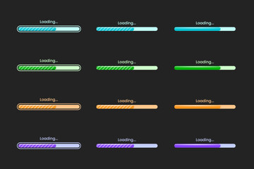 Colorful loading bars set — progress indicator ui design