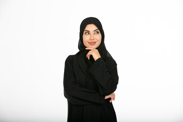 Portrait of an arab woman on a white background.