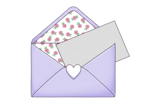 Purple Envelope with Heart and Floral Lining