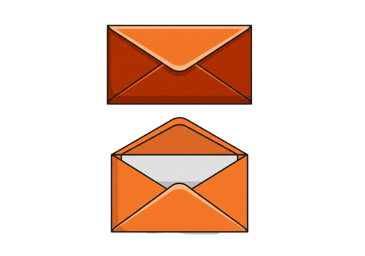 Orange Envelope Design with Open and Closed Views