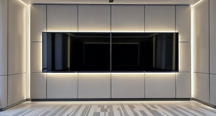 Fototapeta premium Modern Entertainment Sleek TV Installation in a Contemporary Interior