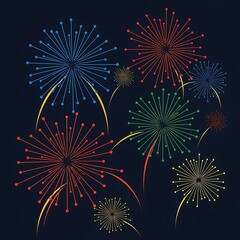 Fototapeta premium Colorful celestial bursts against a dark canvas showcasing celebration and joy