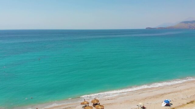 Bune bay, Albania, drone aerial view. Albanian seashore
