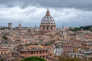 Rome cityscape, dome cathedral