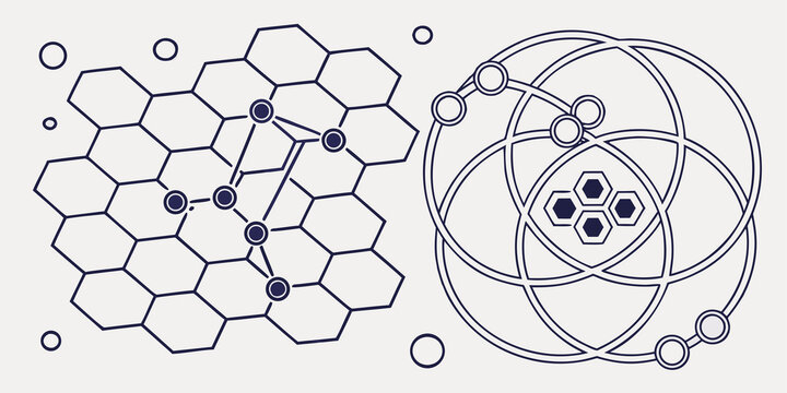 Geometric patterns and interconnected networks of hexagonal structures