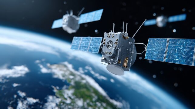 Spacecraft releasing satellite in orbit digital art outer space high-resolution aerial view realistic depiction for space exploration - Powered by Adobe