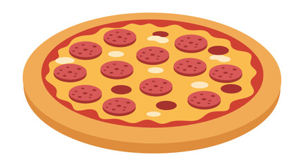 Delicious Pepperoni Pizza Illustration with Cheese and Crust on a White Background