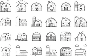 Fototapeta premium Seamless pattern with church and houses, urban architectural buildings, windows, and roofs vector art set
