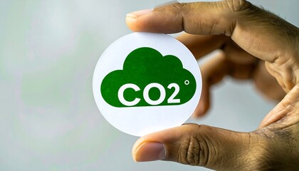 Hand Holding a CO2 Emissions Awareness Sticker