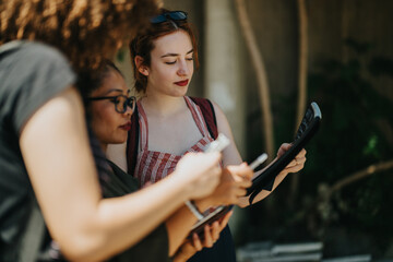 A group of students working together with a professor in a courtyard classroom setting. The scene emphasizes learning, cooperation, and knowledge sharing in an open-air academic environment.