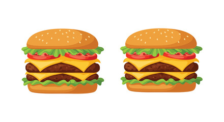 Two Delicious Double Cheeseburgers with Lettuce Tomato Cheese and Beef Patties Illustration