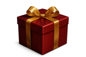Luxurious red gift box adorned with shimmering golden ribbon, symbolizing celebration and heartfelt moments