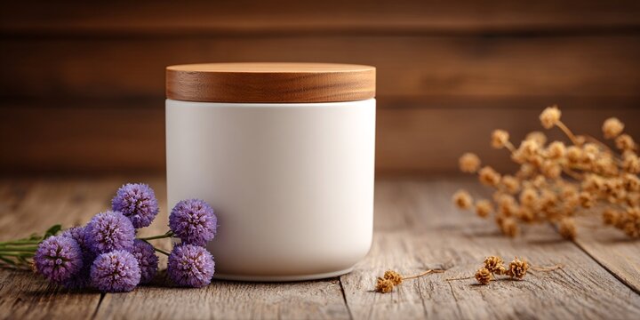 BARATTOLO CILINDRICO BIANCO VUOTO CON COPERCHIO IN LEGNO