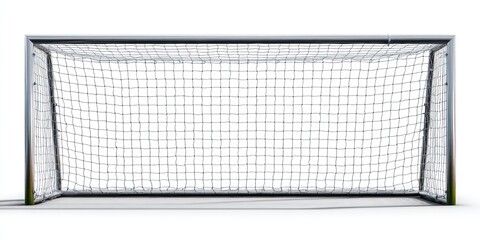 Empty soccer goal with open frame and net