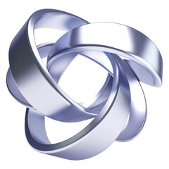 Abstract Silver Knot Shape, a Polished Metallic 3D Rendered Object