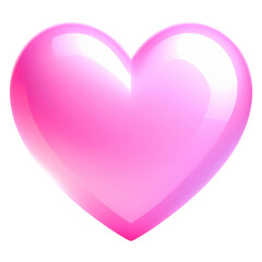 Adorable 3D rendered shiny pink heart on a transparent background - Element