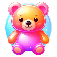 Obraz premium Glossy orange teddy bear character isolated on a transparent background - Element