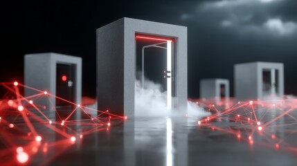 Naklejka premium Establishing a virtual tunnel for secured ai communication with li exploring advanced cybersecurity solutions in digital environments