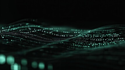 Waves of digital information concept - binare code background.