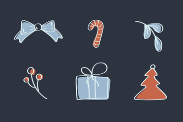 Minimalist Christmas Clipart Collection Simple Holiday Icons for Cards, Invitations, and Web Design