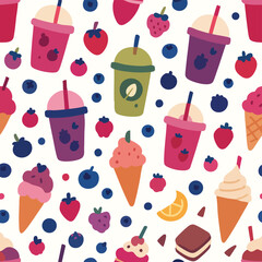 Colorful Summer Treats Seamless Pattern.