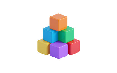 Obraz premium Colorful building blocks stacked in a pyramid shape isolated on transparent background