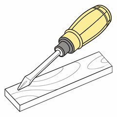 Flathead screwdriver on wood isolated on white background is a versatile tool for various tasks