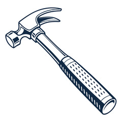 Illustration of a black hammer, a versatile tool for construction and woodworking, isolated on white background