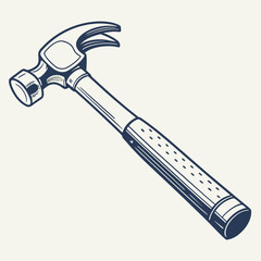 Illustration of a blue hammer, a versatile tool for construction and woodworking, isolated on white background