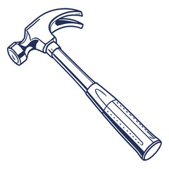 Illustration of a blue hammer tool isolated on white background for construction and carpentry work