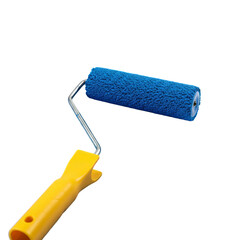 Paint Roller Brush isolated on white transparent background, Blue Brush PNG 