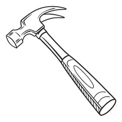 Illustration of a hammer, a hand tool used for driving nails, fitting parts, and breaking objects isolated on white background