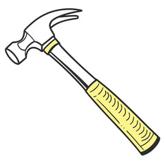 Illustration of a hammer, a tool for construction and carpentry isolated on white background